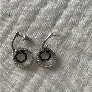 Diamond Elegant Silver and Black Earrings